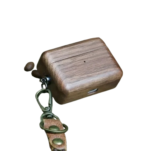 Wooden AirPods Case with Leather Strap