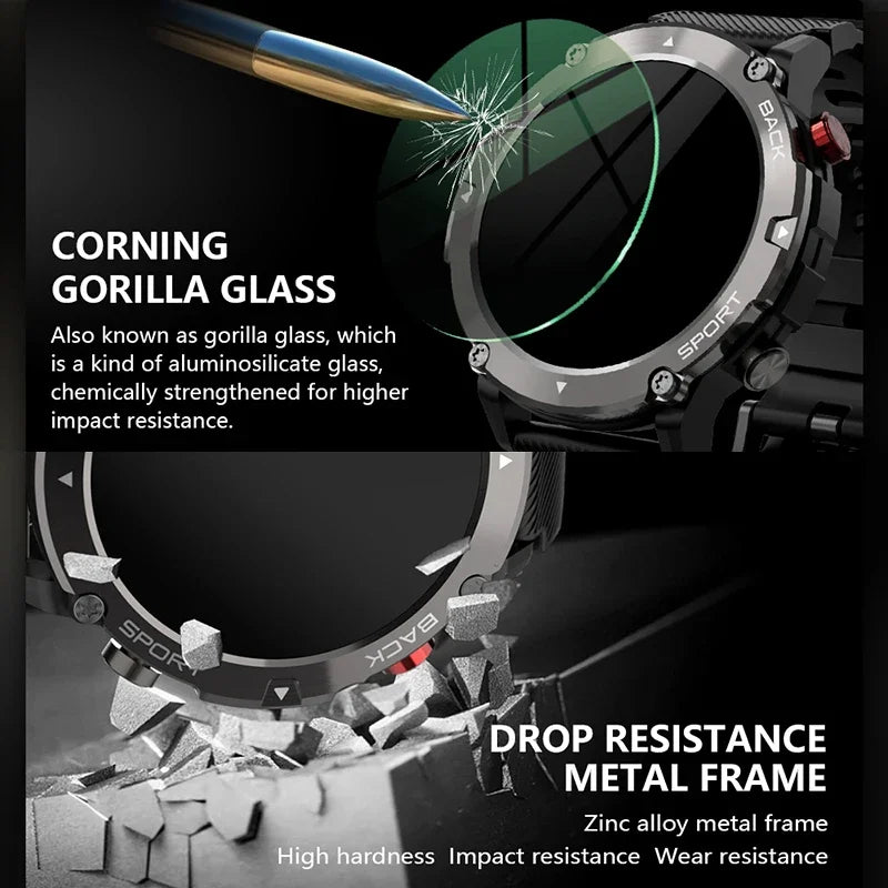 Military C21 Smart Watch Men Bluetooth Call Fitness Tracker 5ATM Waterproof Sport Wrist Smartwatch for iPhone Android Phone 2024