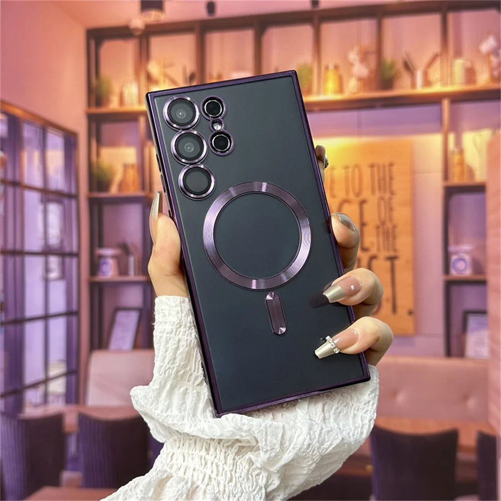 Magnetic Magsafe Metal Case For Samsung Galaxy S25 S24 S23 S22 S21 Series