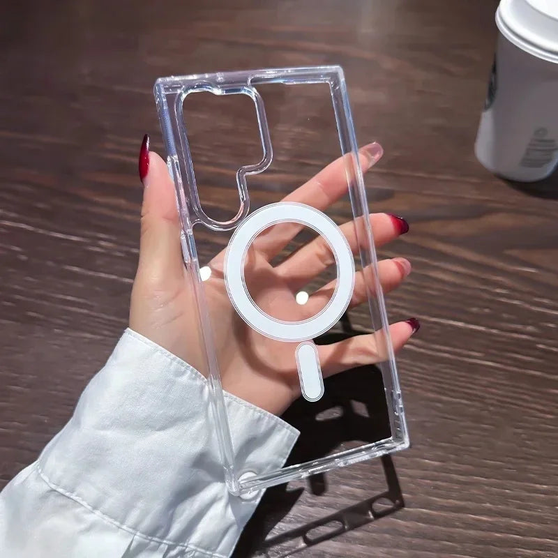 MagSafe Wireless Charging Shockproof Clear Case for Samsung S21–S25 Series