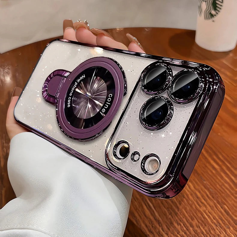 Glitter Magnetic Stand Magsafe Case for iPhone 13 / 14 / 15 / 16 / 17