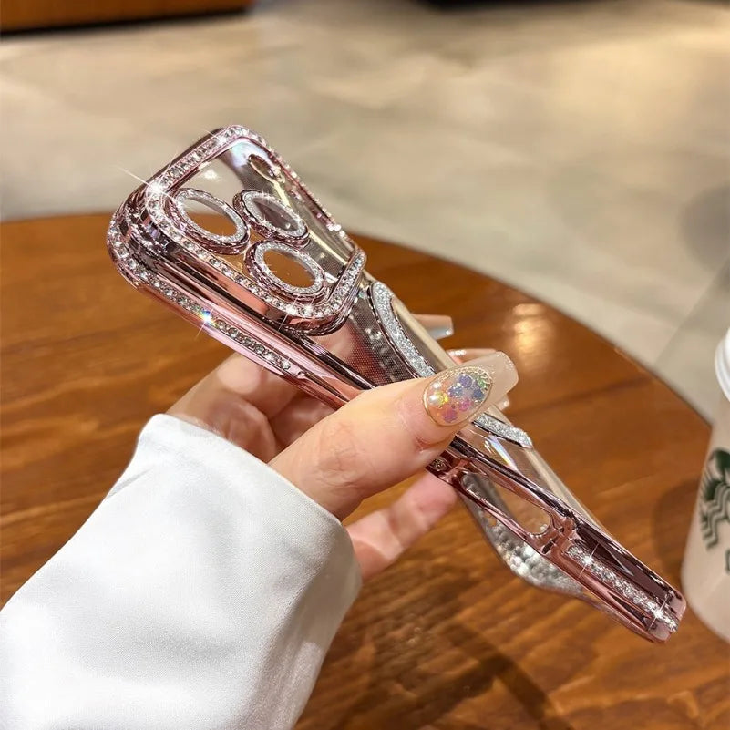 Luxury Bling Diamond Case with Lens Film for iPhone 17 / 16 / 15 / 14 / 13 / 12 / 11 Pro Max