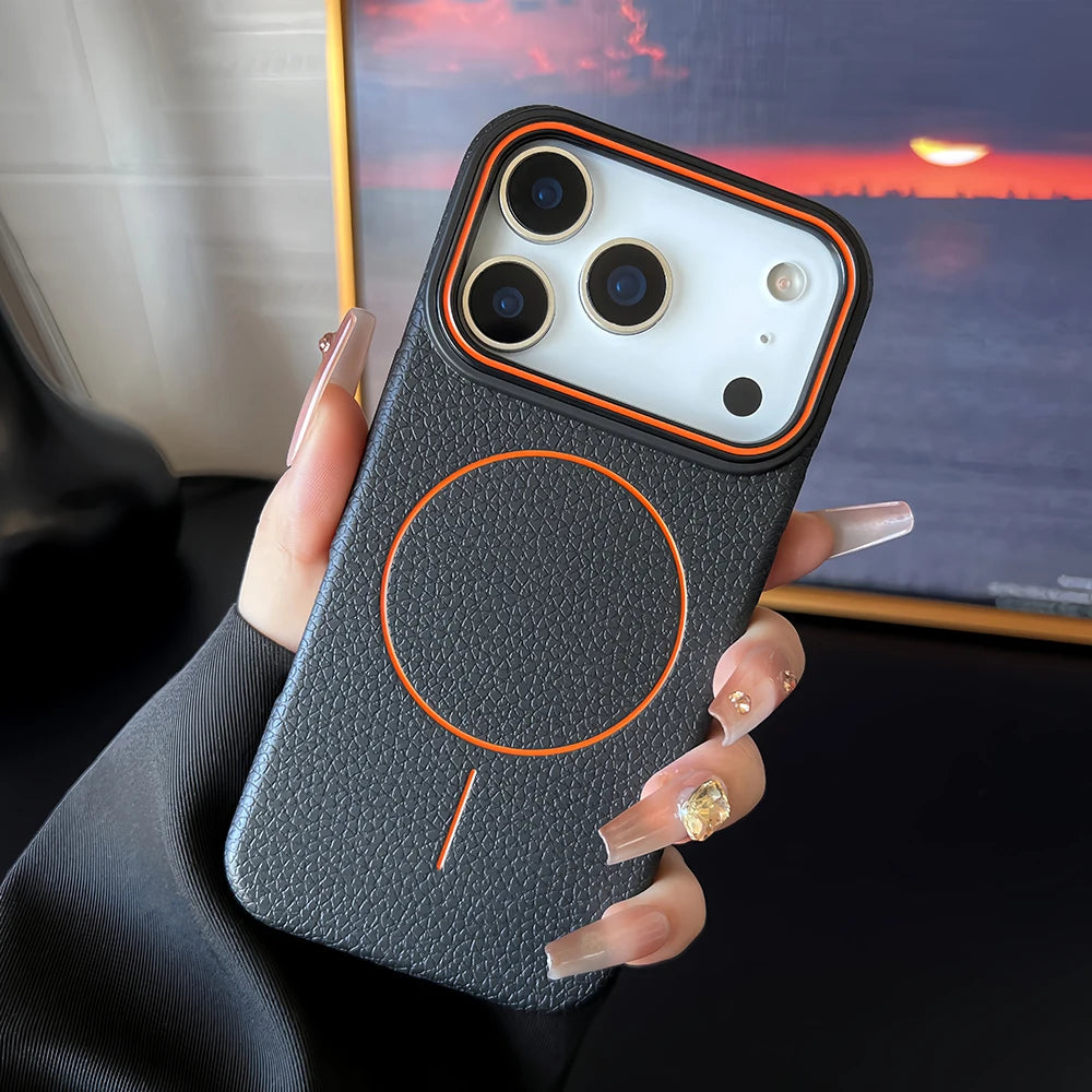 Leather Texture Magsafe Case for iPhone 13 / 14 / 15 / 16 / 17