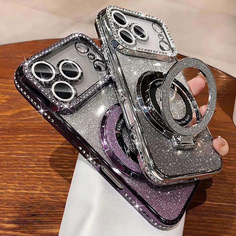 Glitter Magsafe Bracket Case for iPhone 17 / 16 / 15 / 14 / 13 / 12 / 11 Pro Max