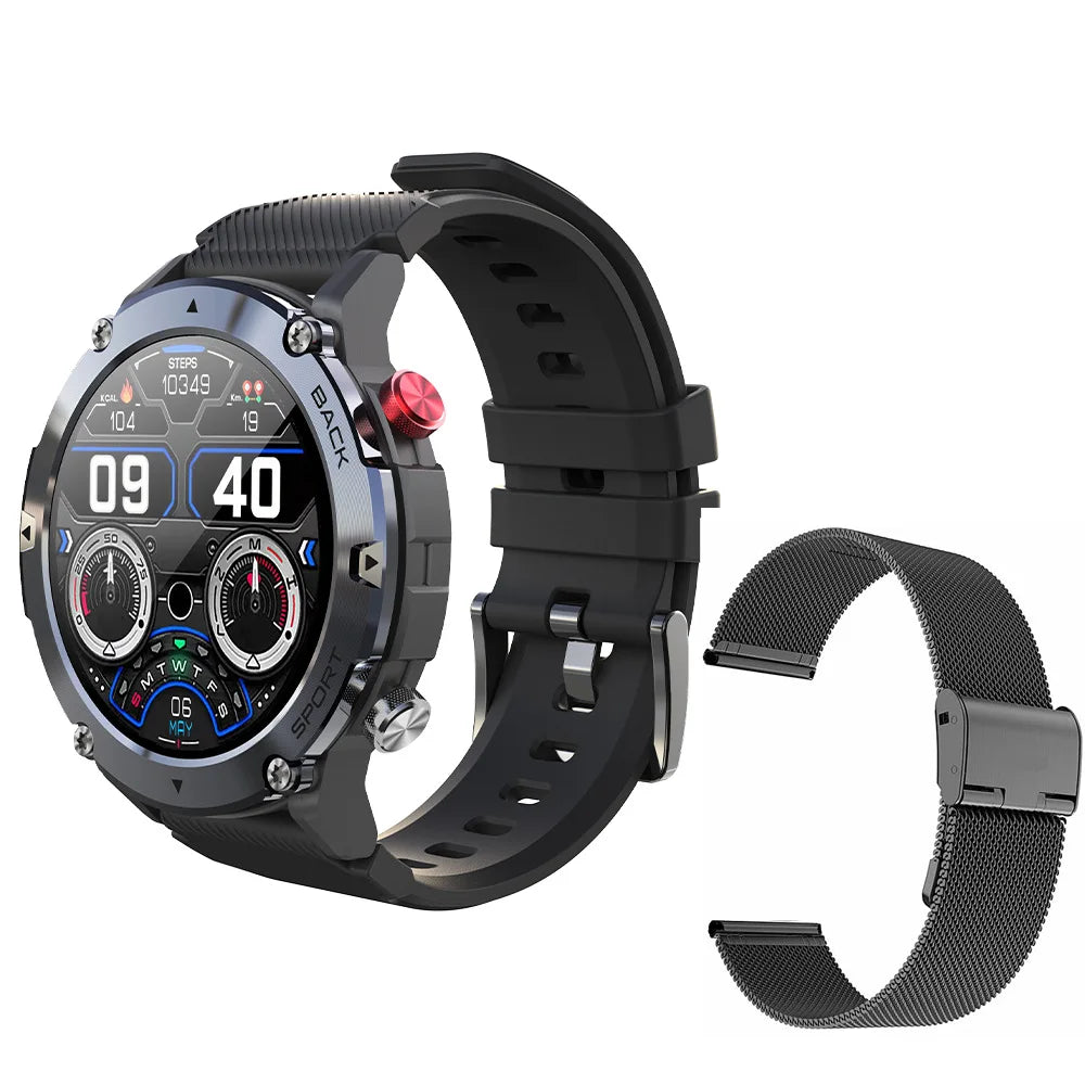 Military C21 Smart Watch Men Bluetooth Call Fitness Tracker 5ATM Waterproof Sport Wrist Smartwatch for iPhone Android Phone 2024