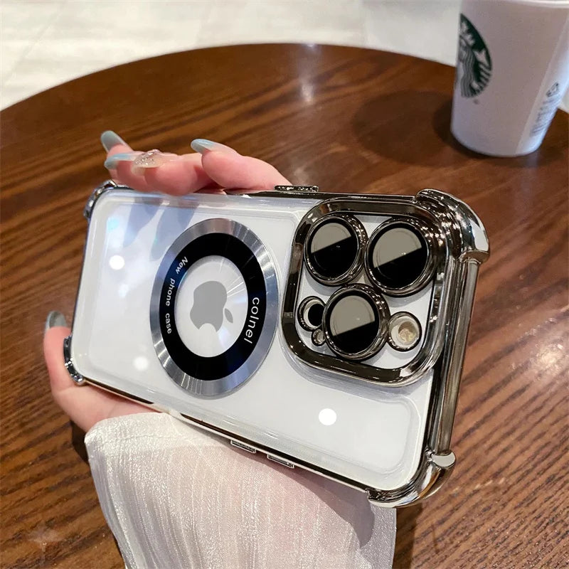 Magsafe Transparent Shockproof Armor Case for iPhone 17 / 16 / 15 / 14 / 13 / 12 / 11 Pro Max / 17 Air