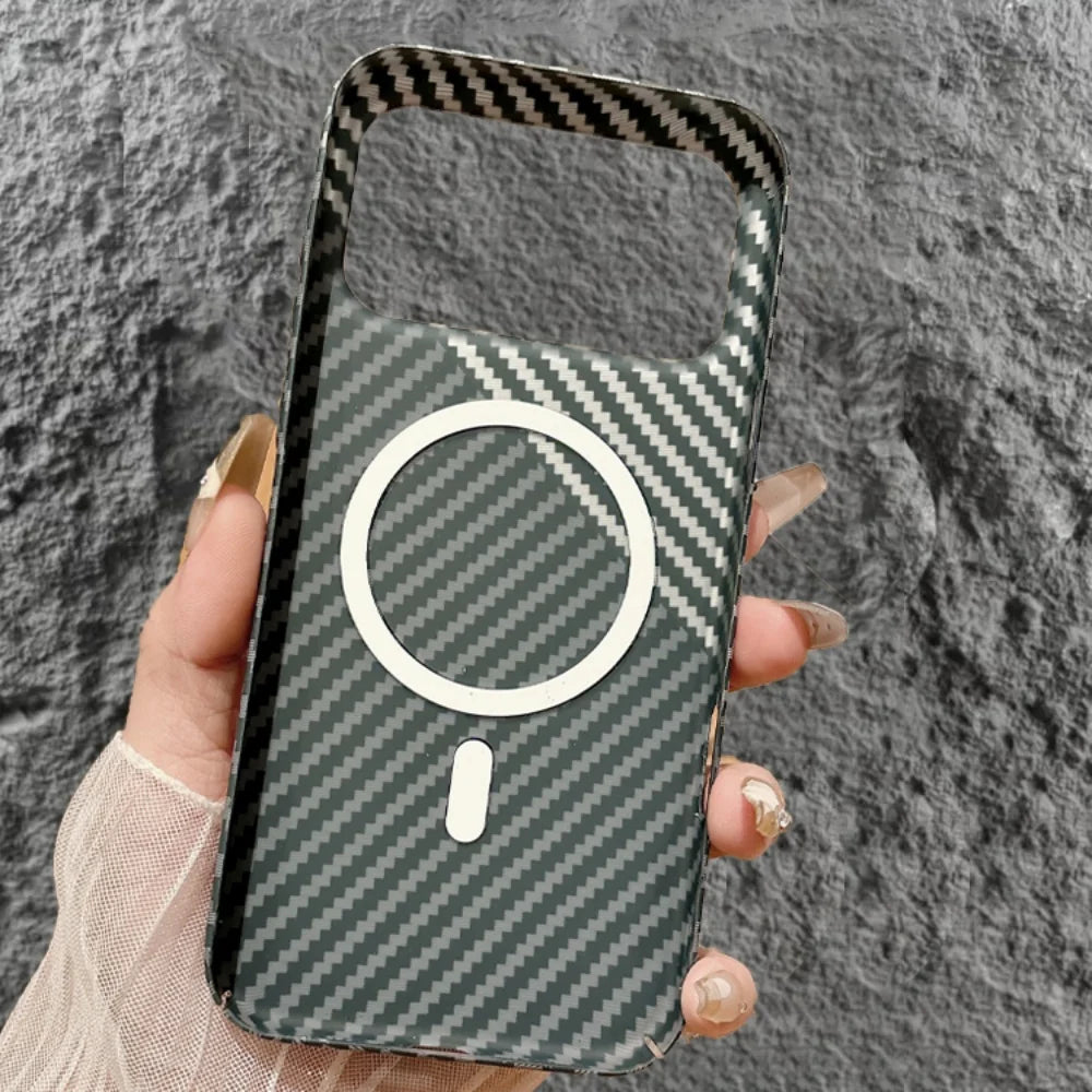 Matte Carbon Fibre for Magsafe Case for iPhone 17 Air 16 15 14 Plus 13 12 Pro Max 17Pro Wireless Charge Skin Glossy Armor Cover