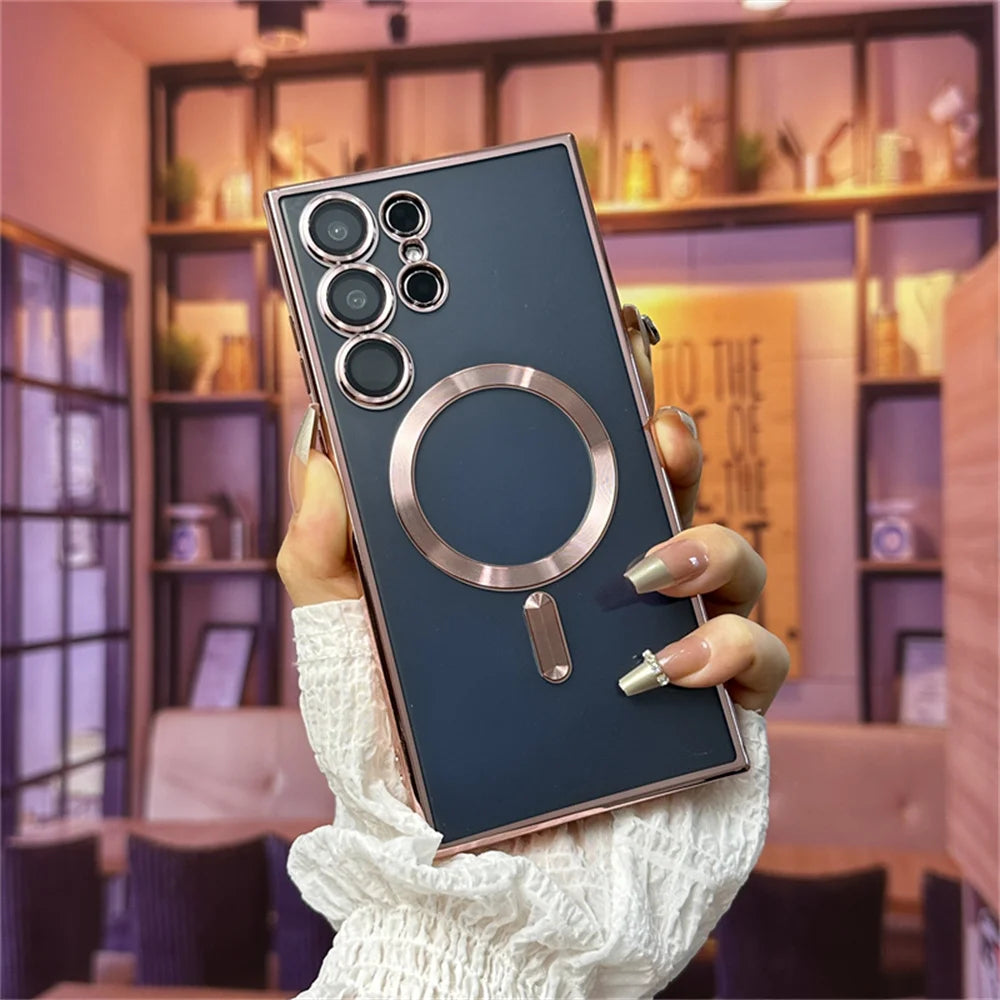 Magnetic Magsafe Metal Case For Samsung Galaxy S25 S24 S23 S22 S21 Series