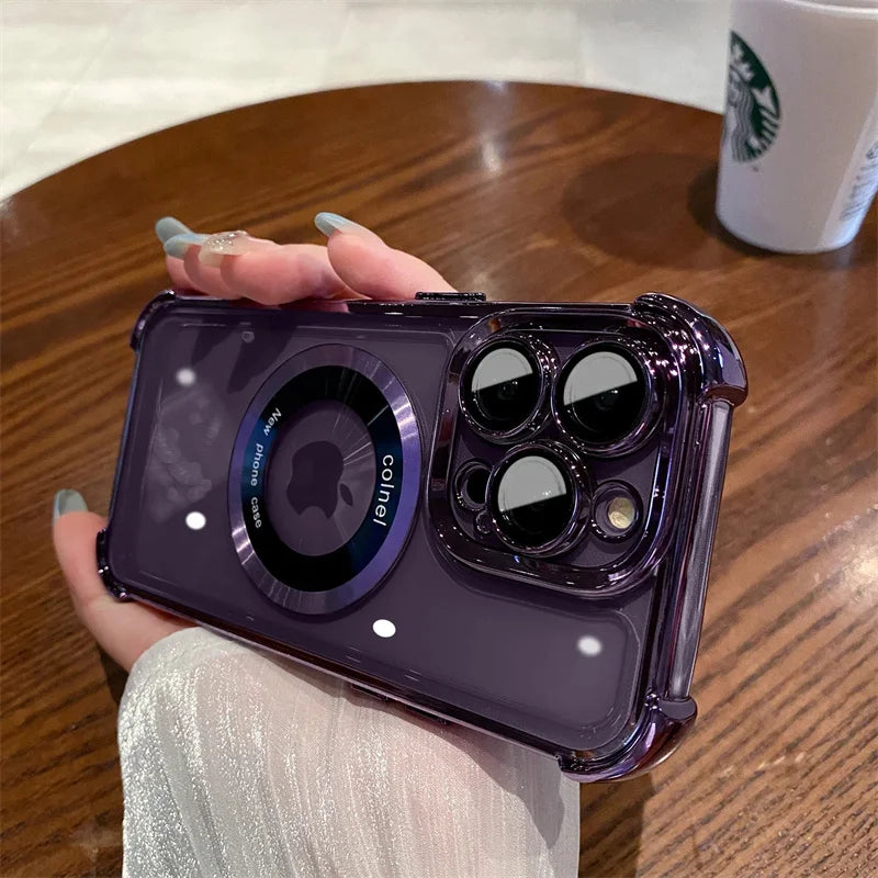 Magsafe Transparent Shockproof Armor Case for iPhone 17 / 16 / 15 / 14 / 13 / 12 / 11 Pro Max / 17 Air