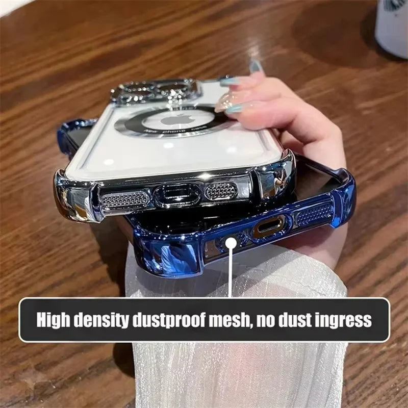 Magsafe Transparent Shockproof Armor Case for iPhone 17 / 16 / 15 / 14 / 13 / 12 / 11 Pro Max / 17 Air