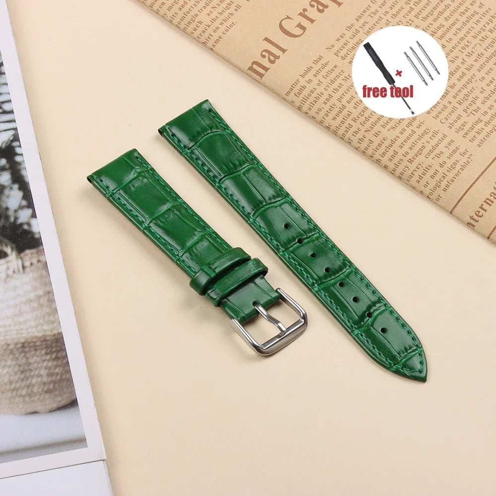 Crocodile Pattern Leather Watch Strap
