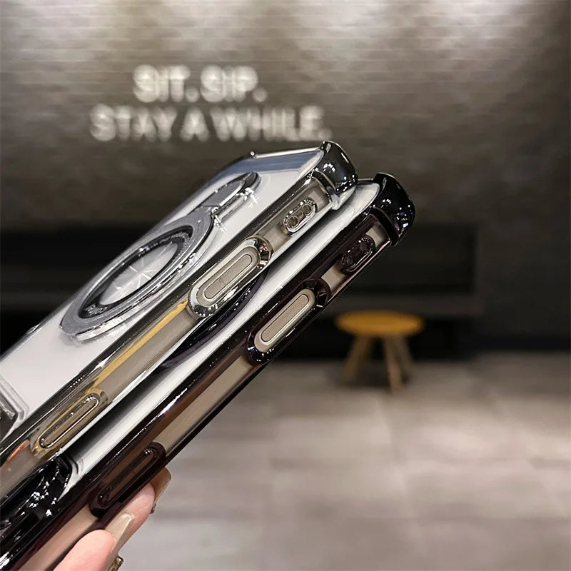 Luxury Shockproof Plating Bright Magsafe Stand Case for iPhone 17 / 17 Pro / 17 Pro Max / Air