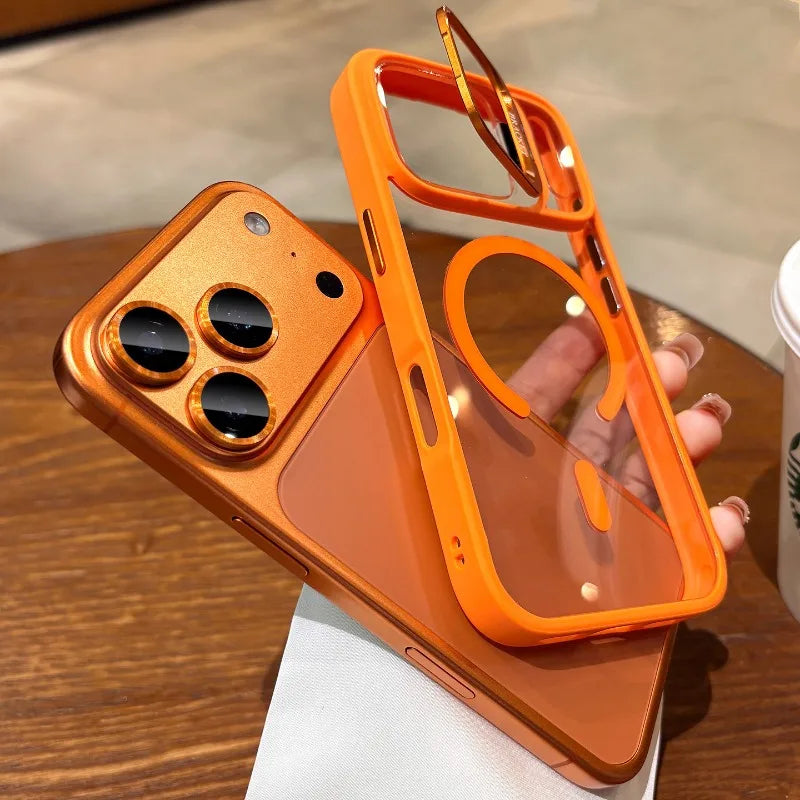 Shockproof Kickstand Orange Case for iPhone 17 / 16 / 15 / 14 / 13 Pro Max