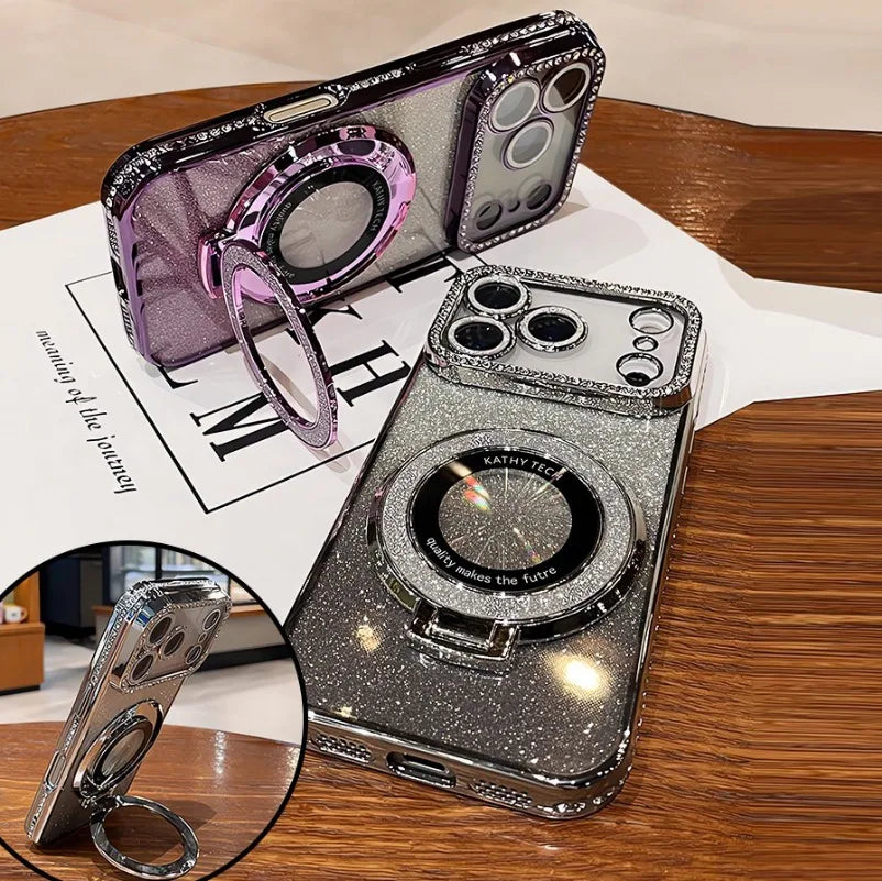 Glitter Magsafe Bracket Case for iPhone 17 / 16 / 15 / 14 / 13 / 12 / 11 Pro Max
