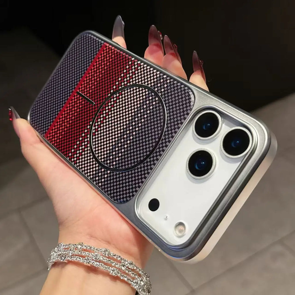 Carbon Fiber Magnetic cozy Case for iPhone 14–17 Series