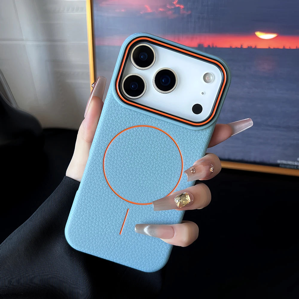 Leather Texture Magsafe Case for iPhone 13 / 14 / 15 / 16 / 17