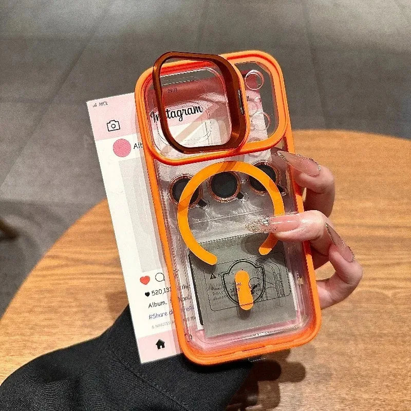 Shockproof Kickstand Orange Case for iPhone 17 / 16 / 15 / 14 / 13 Pro Max