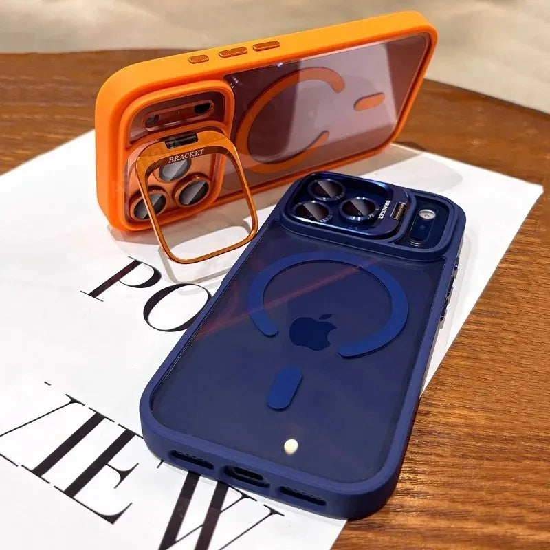 Shockproof Kickstand Orange Case for iPhone 17 / 16 / 15 / 14 / 13 Pro Max