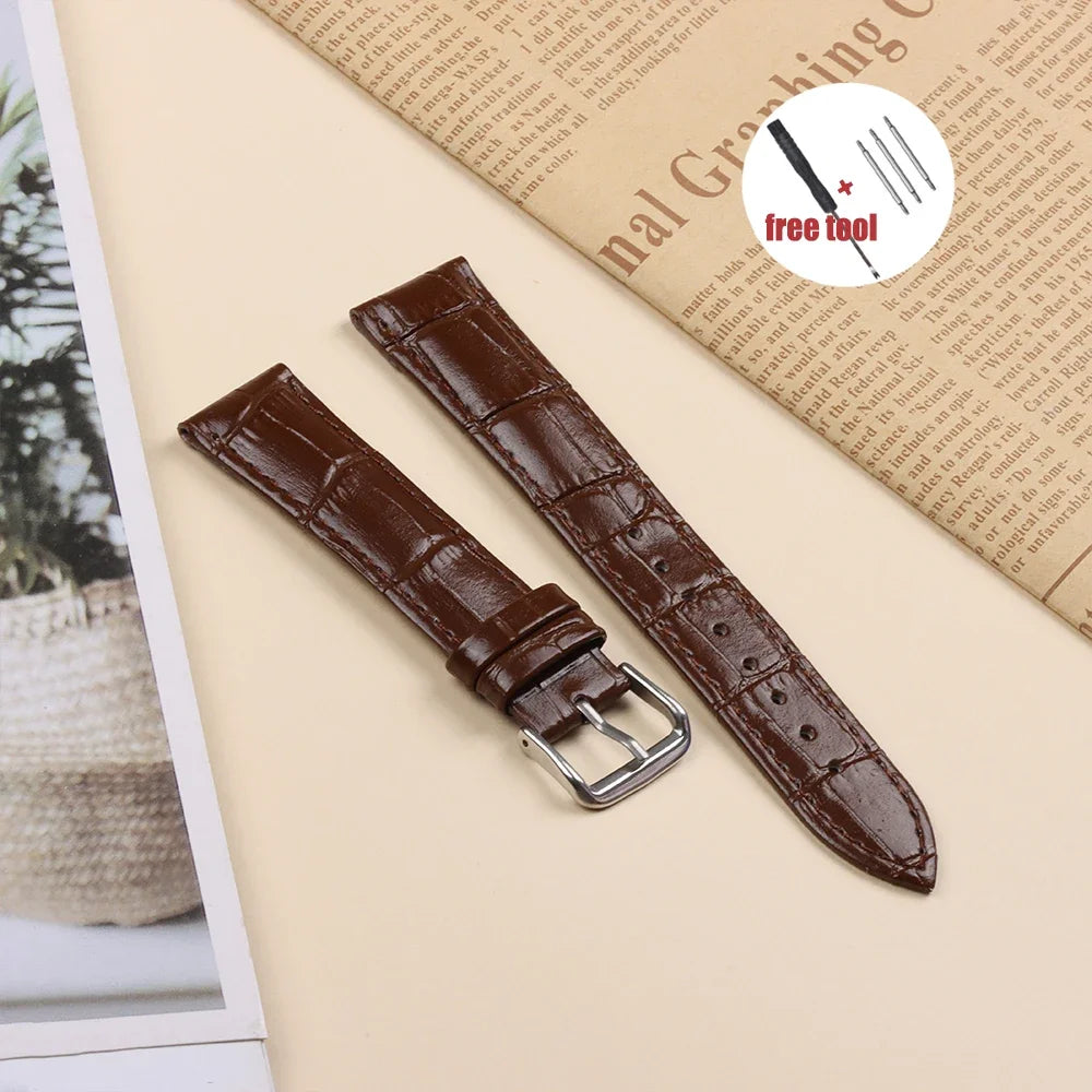 Crocodile Pattern Leather Watch Strap