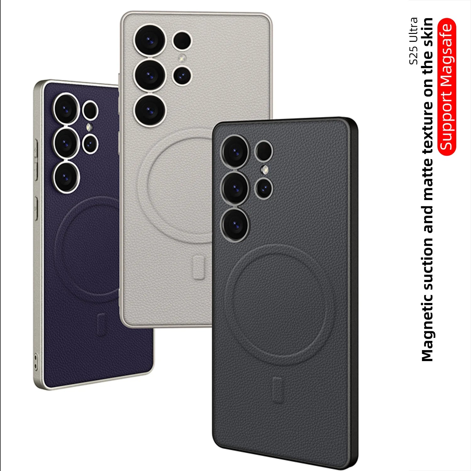 Metallic Matte MagSafe Leather Case for Samsung Galaxy S25/S24 Ultra