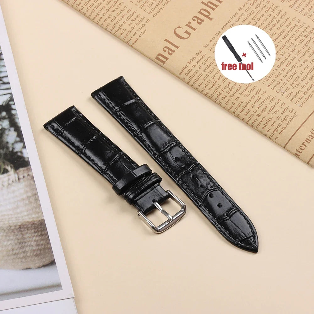Crocodile Pattern Leather Watch Strap