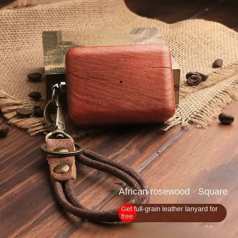 Wooden AirPods Case with Leather Strap