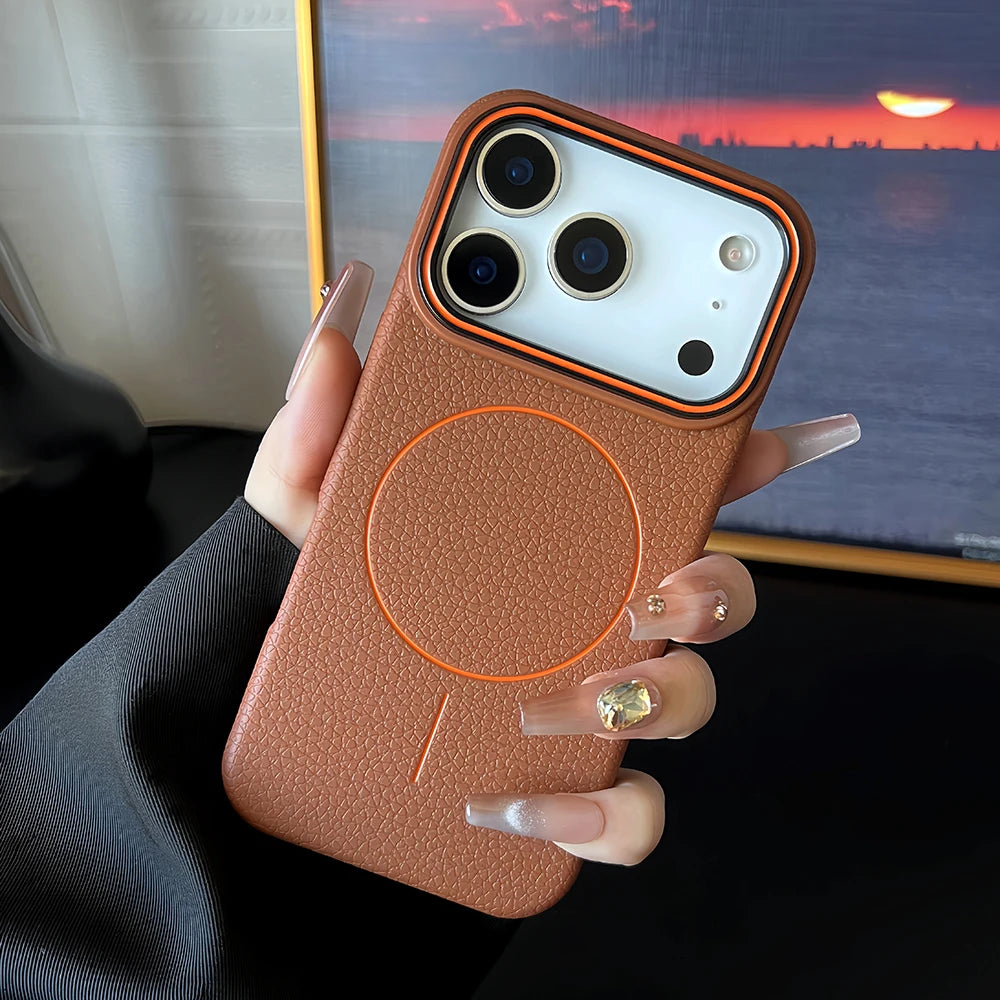 Leather Texture Magsafe Case for iPhone 13 / 14 / 15 / 16 / 17