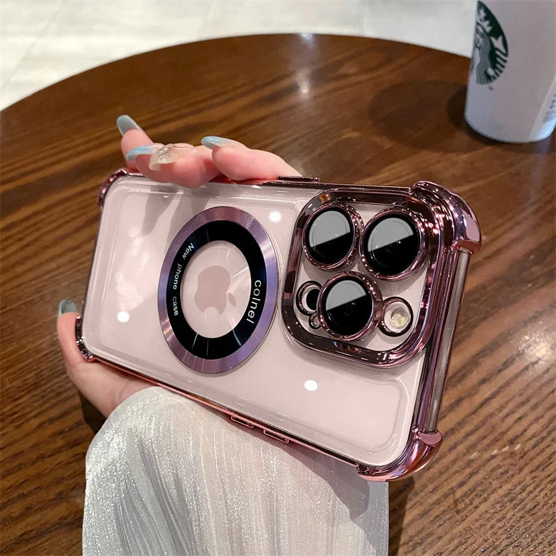 Magsafe Transparent Shockproof Armor Case for iPhone 17 / 16 / 15 / 14 / 13 / 12 / 11 Pro Max / 17 Air