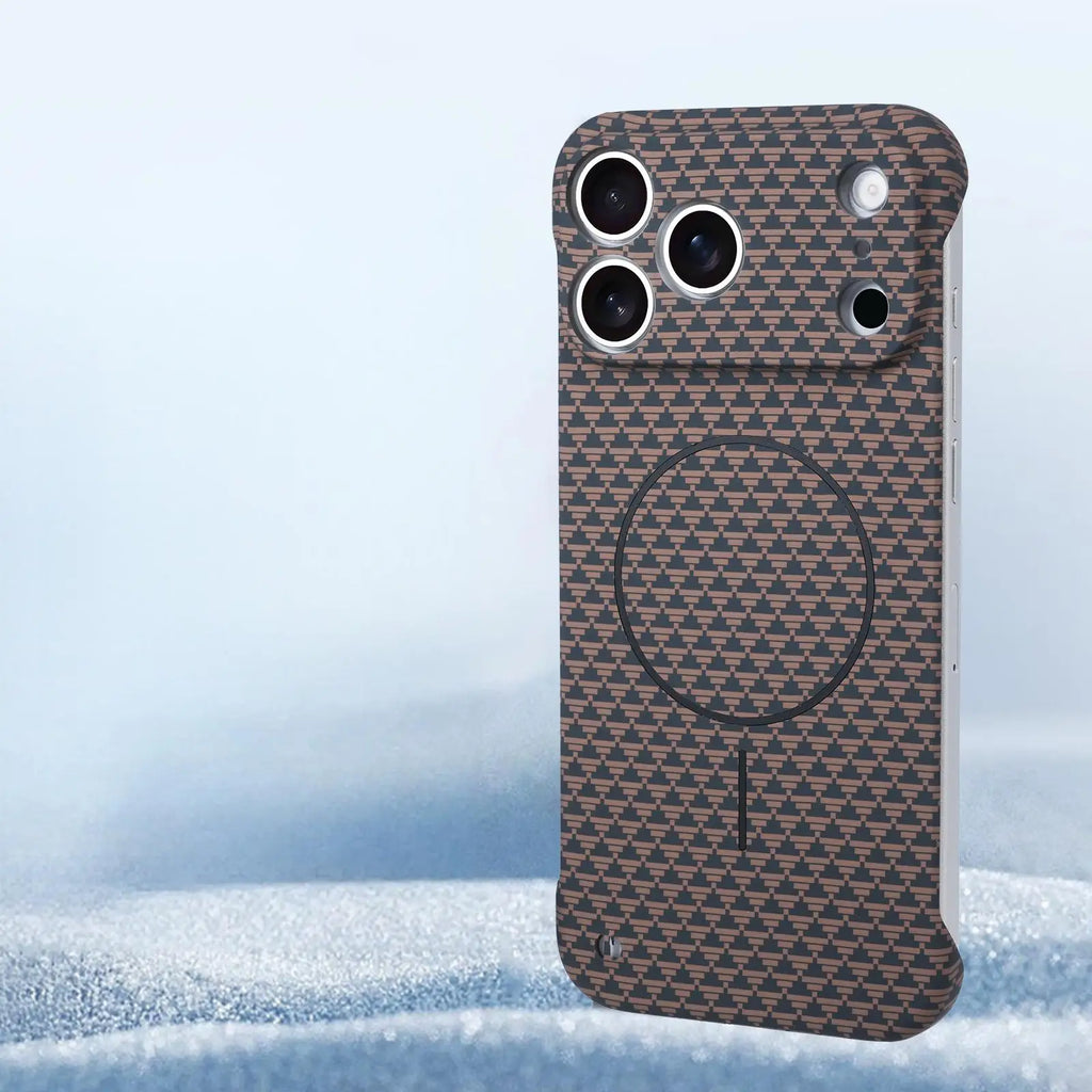Carbon Fiber Texture Frameless Magsafe Case for iPhone 17 / 16 / 15 / 14 / 13 / 12 Plus / Pro Max
