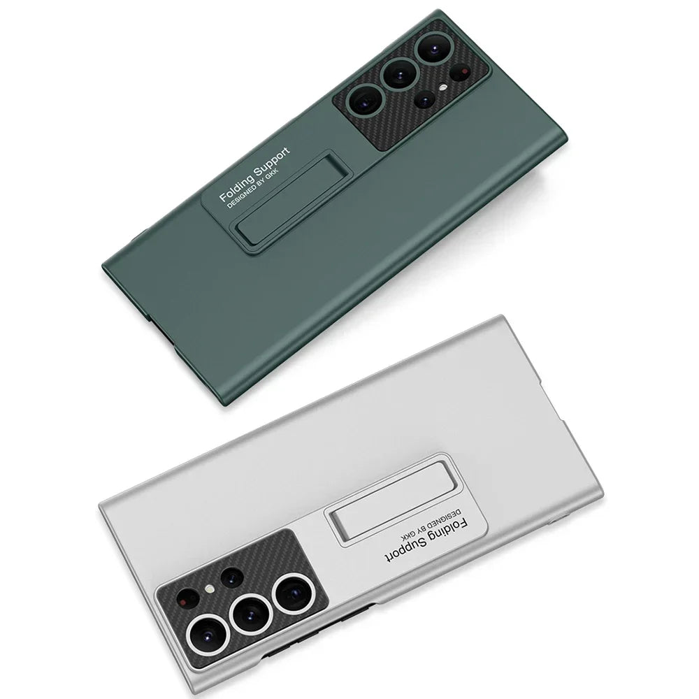 Luxury Thin Stand Case for Samsung S25/S24/S23 Ultra – Matte Shockproof Cover with Holder