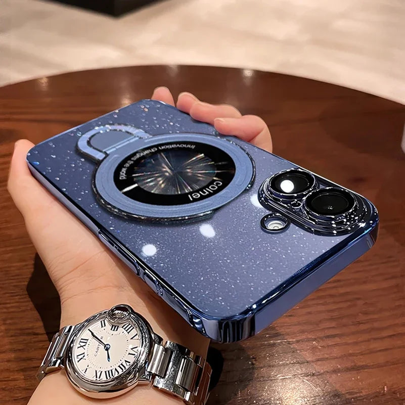 Glitter Magnetic Stand Magsafe Case for iPhone 13 / 14 / 15 / 16 / 17