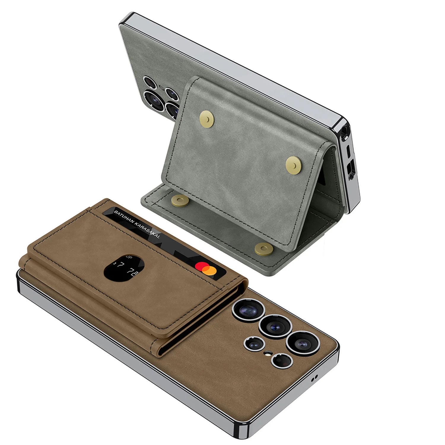 Luxury PU Vegan Leather Electroplated Frame Case for Samsung S25 Ultra – With Card Pocket