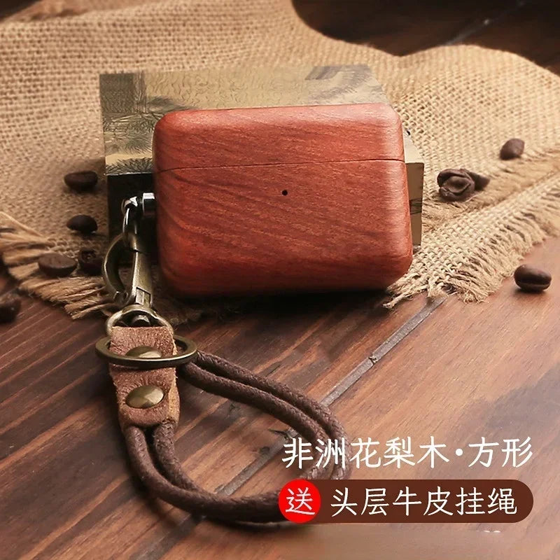 Wooden AirPods Case with Leather Strap