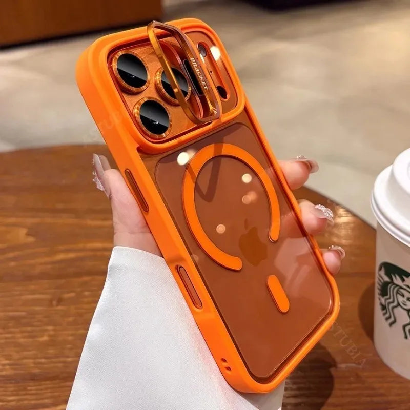 Shockproof Kickstand Orange Case for iPhone 17 / 16 / 15 / 14 / 13 Pro Max