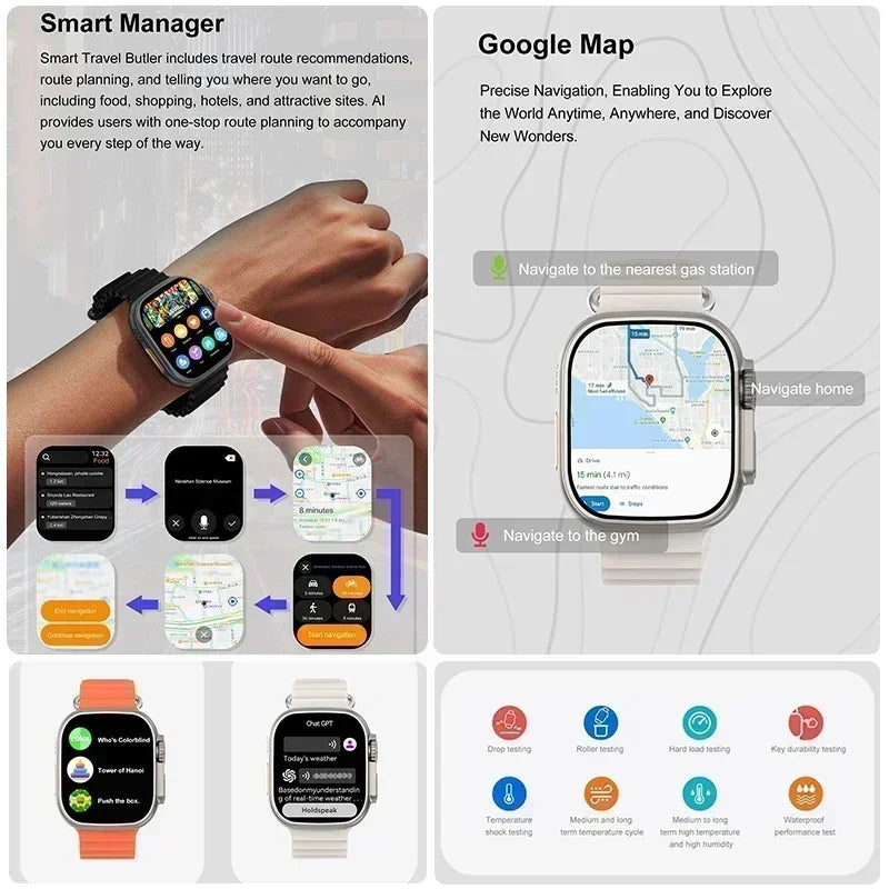 2025 New Original for Apple Watch Ultra Smart Watch Men 32G Memory MP4 Music Video 3D HD Bluetooth Call GPS Tracker smartwatches