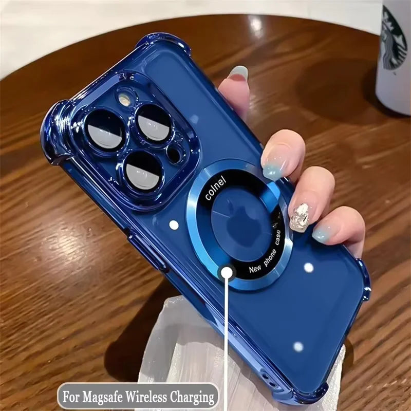 Magsafe Transparent Shockproof Armor Case for iPhone 17 / 16 / 15 / 14 / 13 / 12 / 11 Pro Max / 17 Air