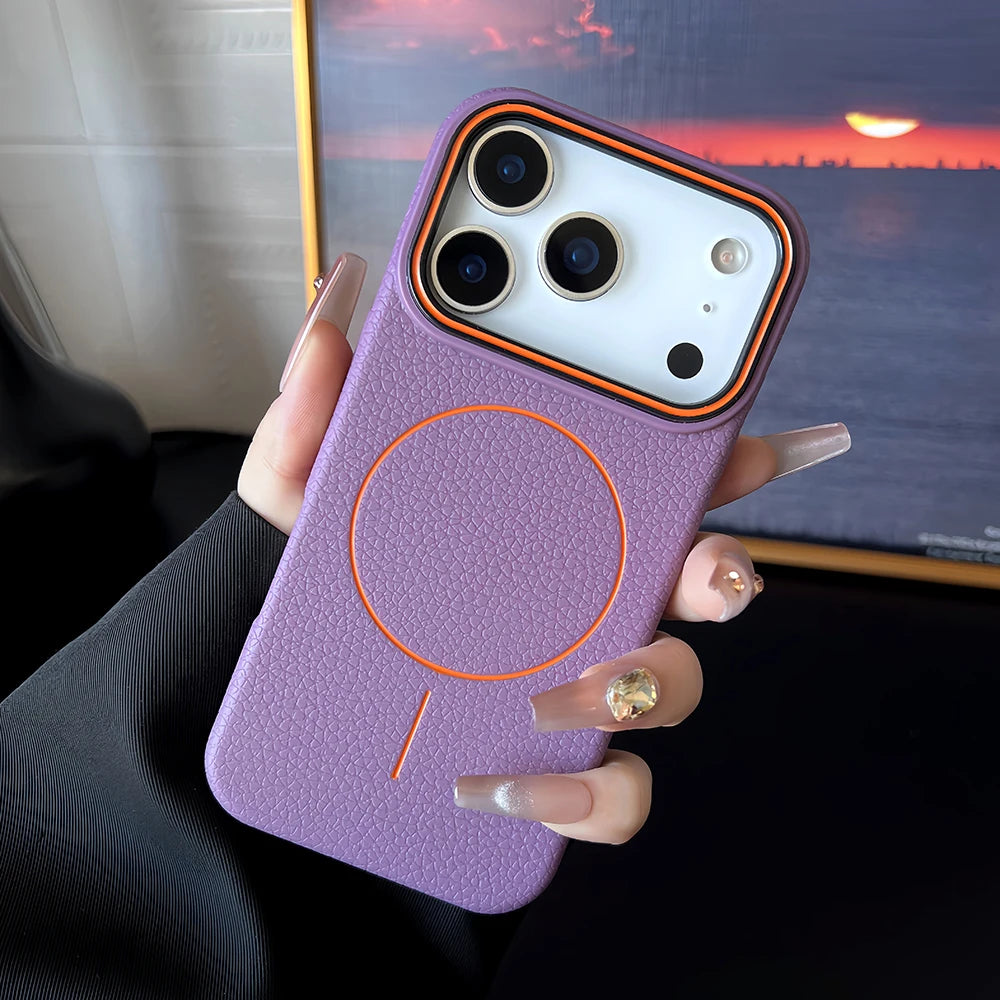 Leather Texture Magsafe Case for iPhone 13 / 14 / 15 / 16 / 17