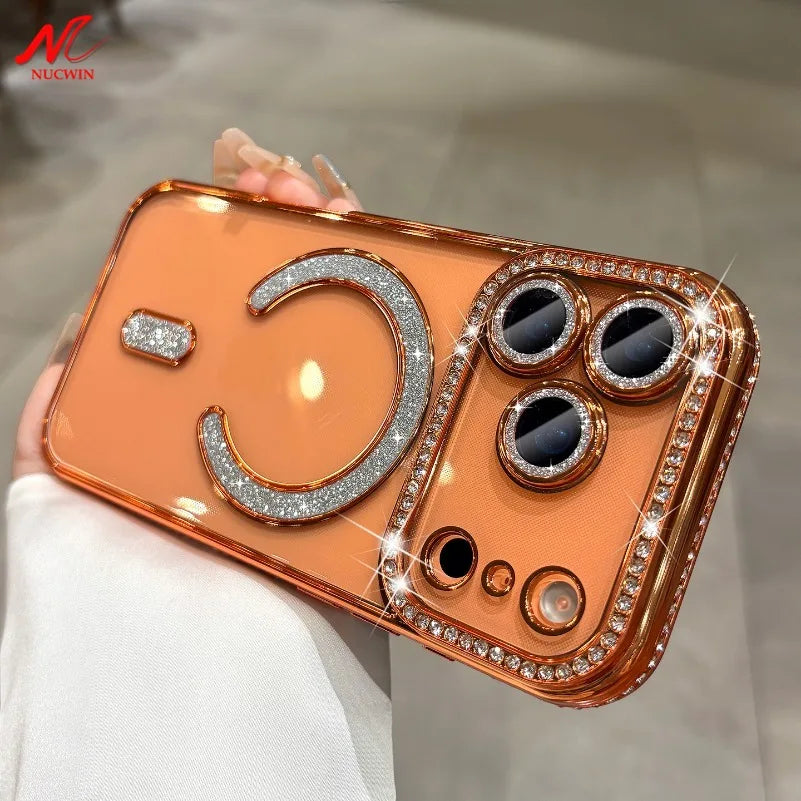 Luxury Bling Diamond Case with Lens Film for iPhone 17 / 16 / 15 / 14 / 13 / 12 / 11 Pro Max